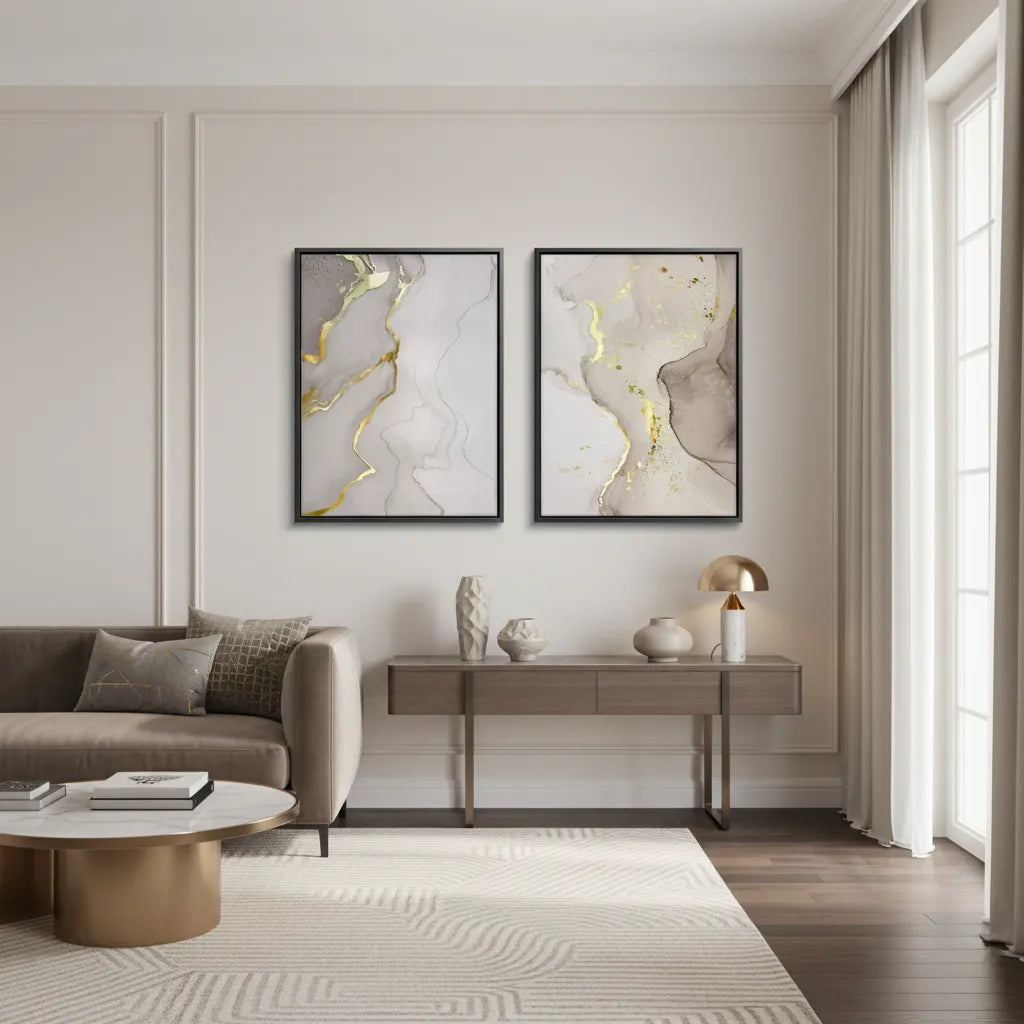 Whispering Gold Set of 2 - Canvas - Jasmineart.ae