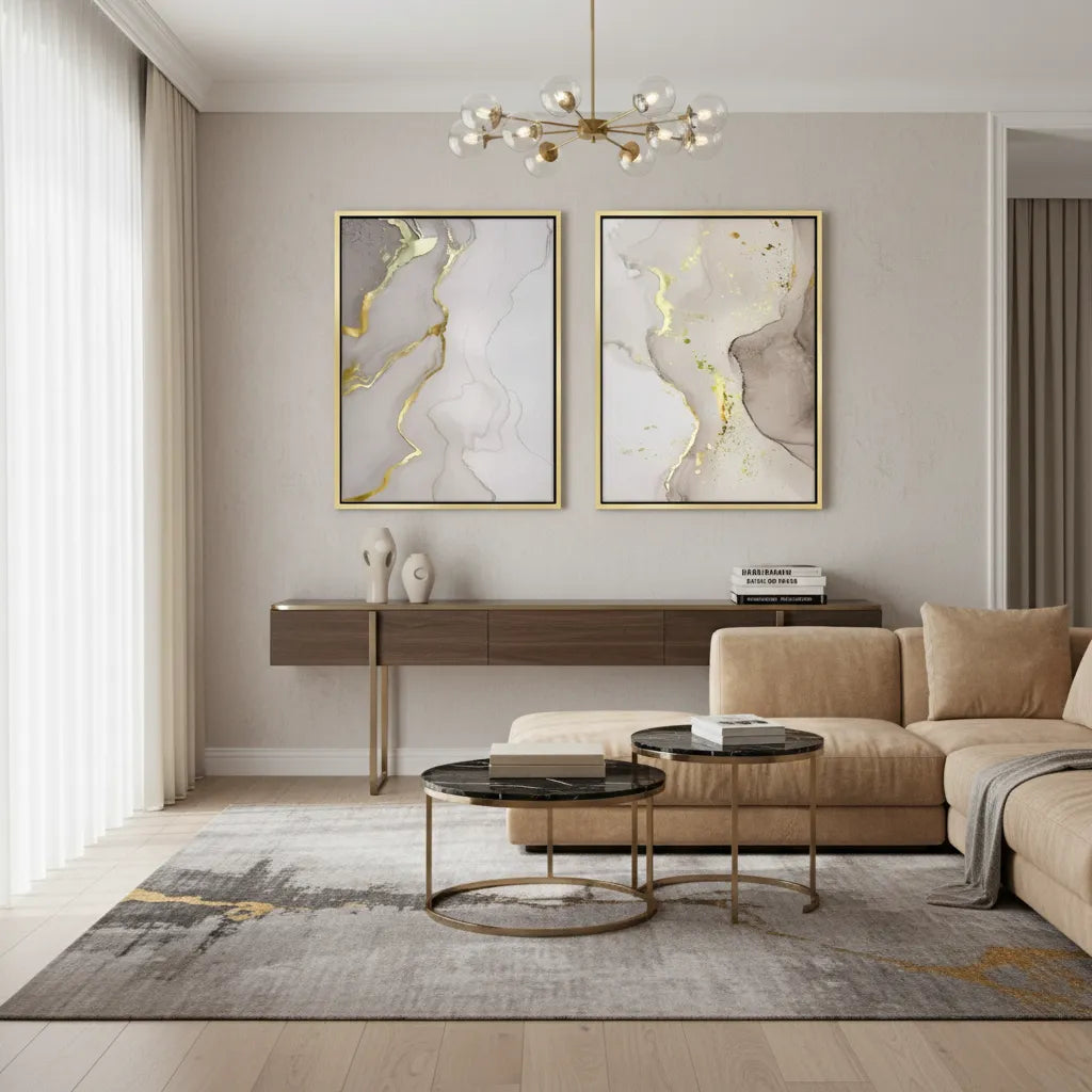 Whispering Gold Set of 2 - Canvas - Jasmineart.ae