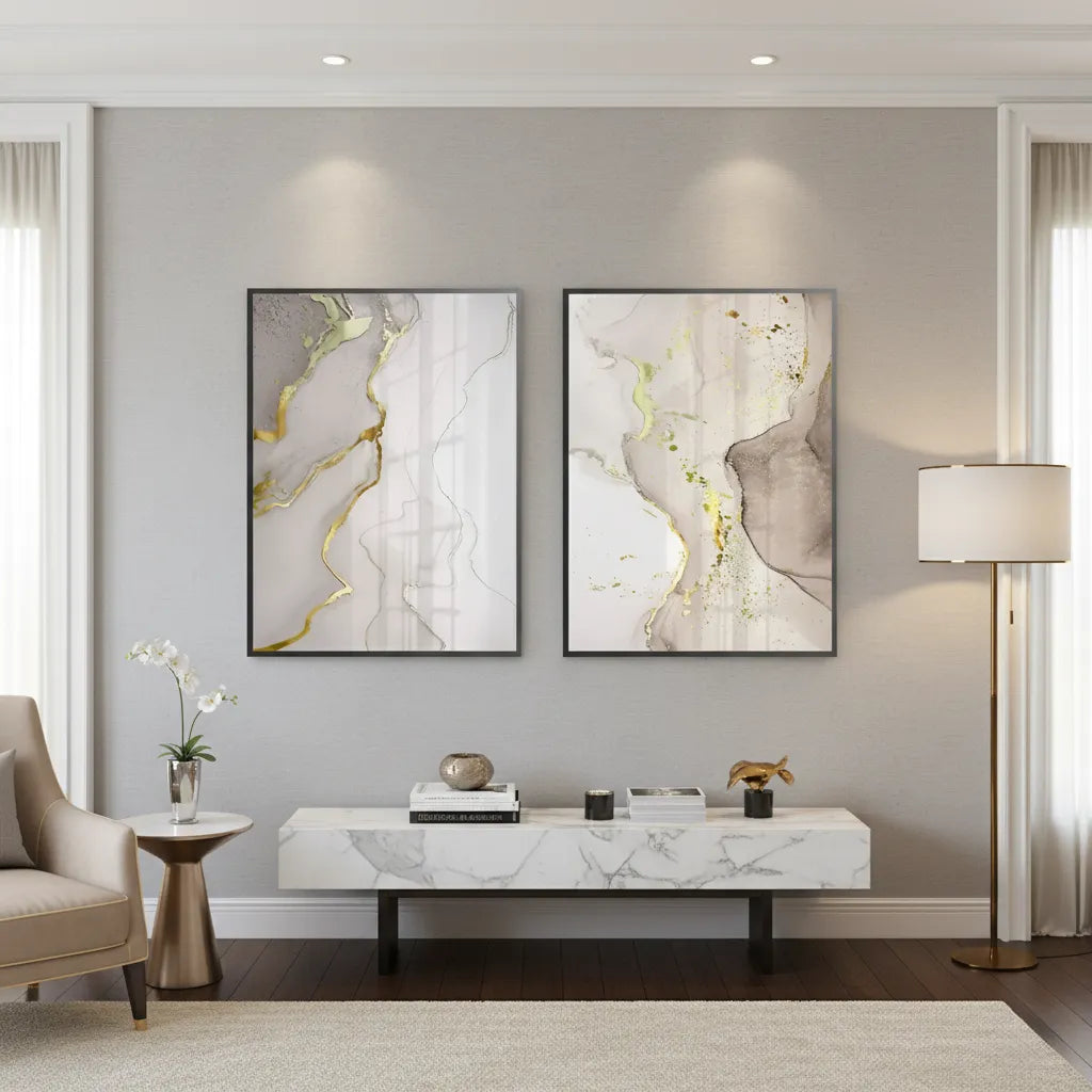 Whispering Gold Set of 2 - Fine Art - Jasmineart.ae