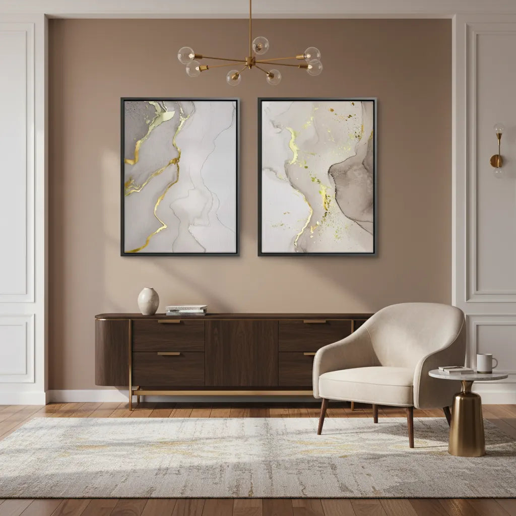 Whispering Gold Set of 2 - Canvas - Jasmineart.ae