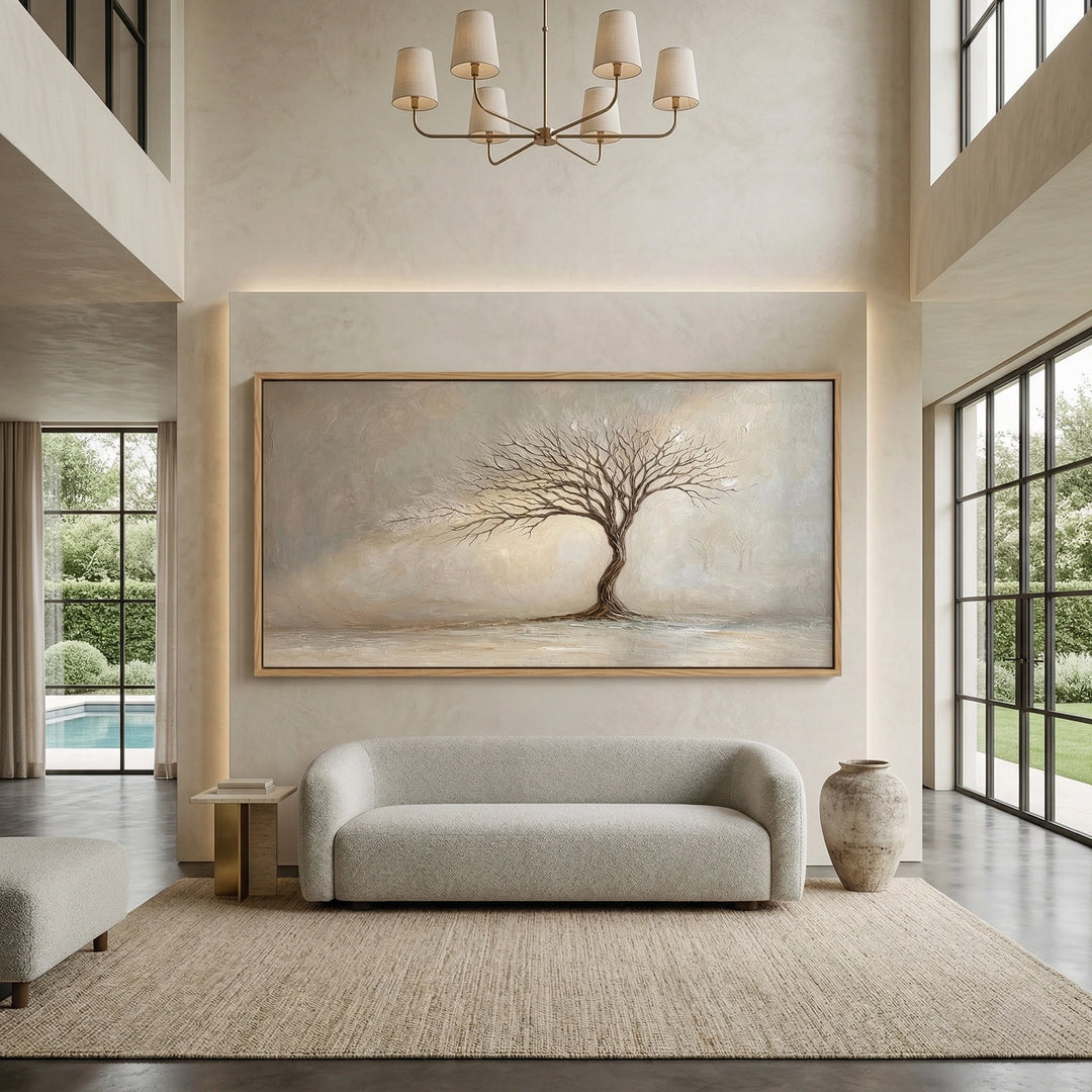 Whispering Willow canvas painting, peaceful nature scene, modern UAE decor
