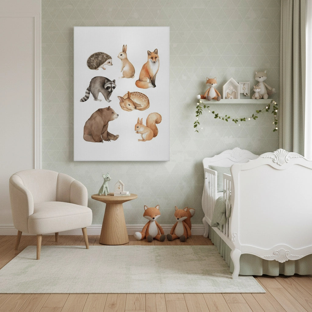 Woodland Animals - Canvas - Jasmineart.ae