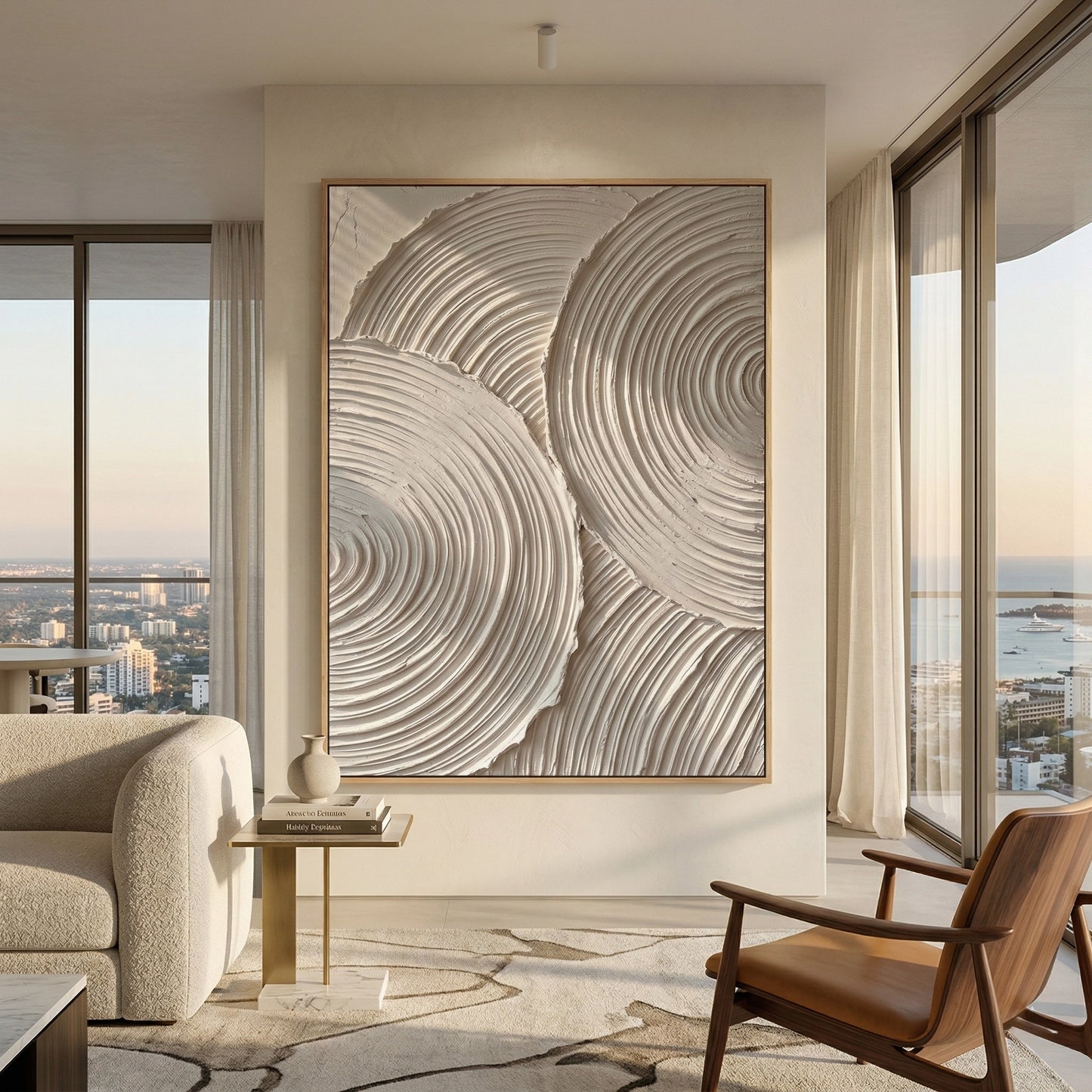2Macro view of WovenZenTexture in off-white, a minimalist Japanese-inspired wall coating popular in UAE premium villas