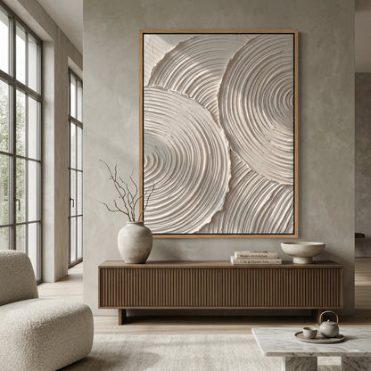 Organic, fabric-effect WovenZenTexture plaster swatch in desert sand colour for modern home renovations