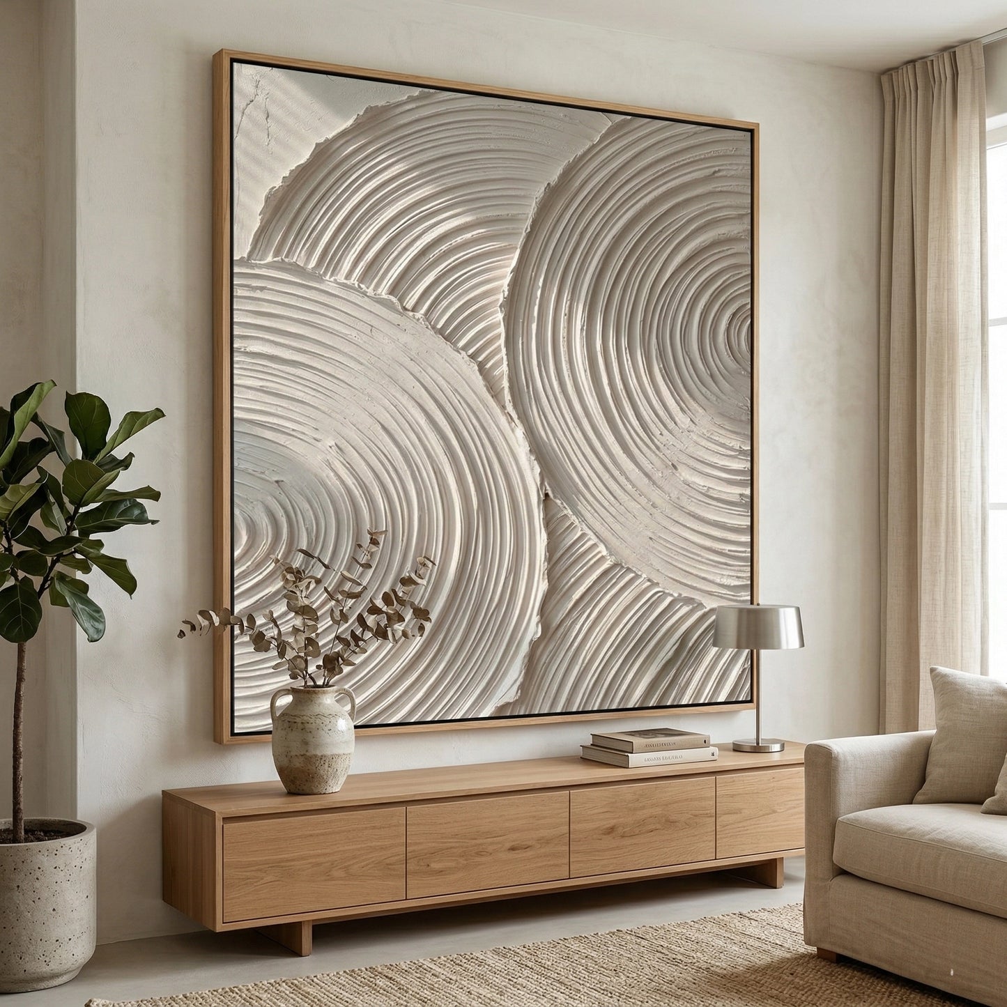 2Tactile surface of WovenZenTexture matte wall plaster, blending wabi-sabi aesthetics with premium UAE interior design