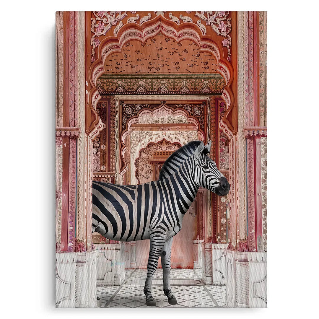 Zebra in an Indian Palace - Canvas - Jasmineart.ae