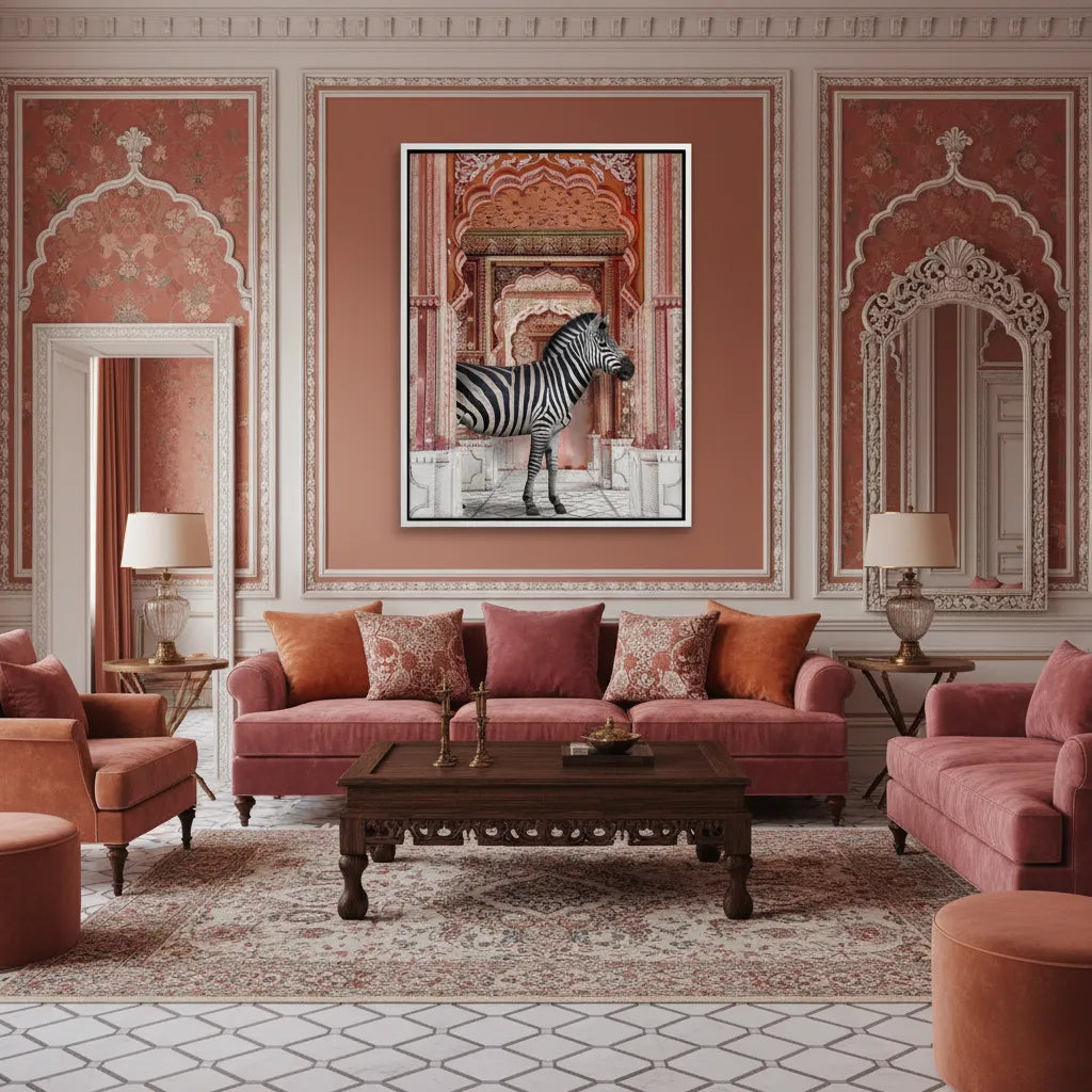 2Zebra in an Indian Palace - Canvas