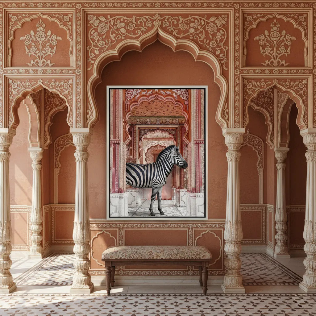 Zebra in an Indian Palace - Canvas - Jasmineart.ae