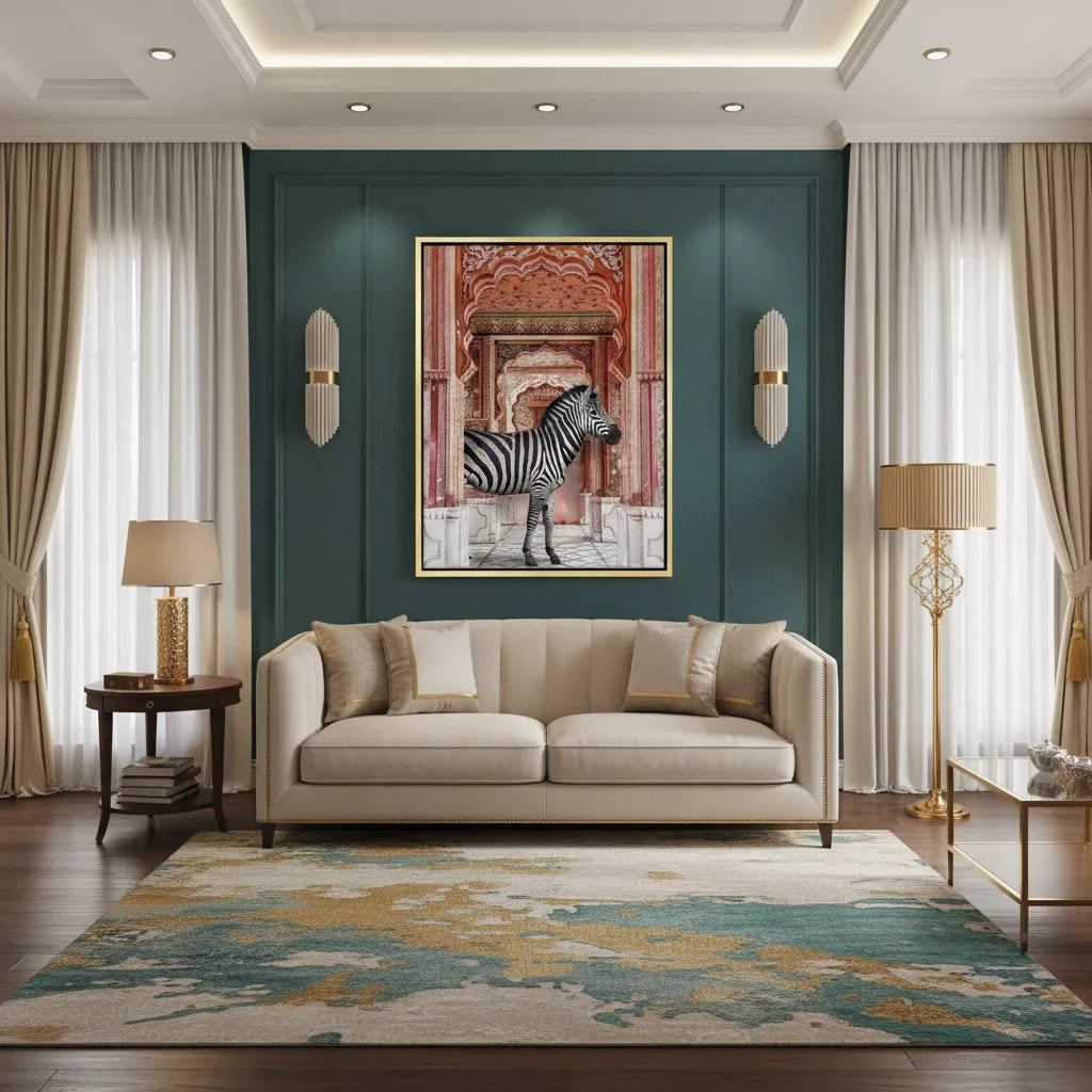 2Zebra in an Indian Palace - Canvas