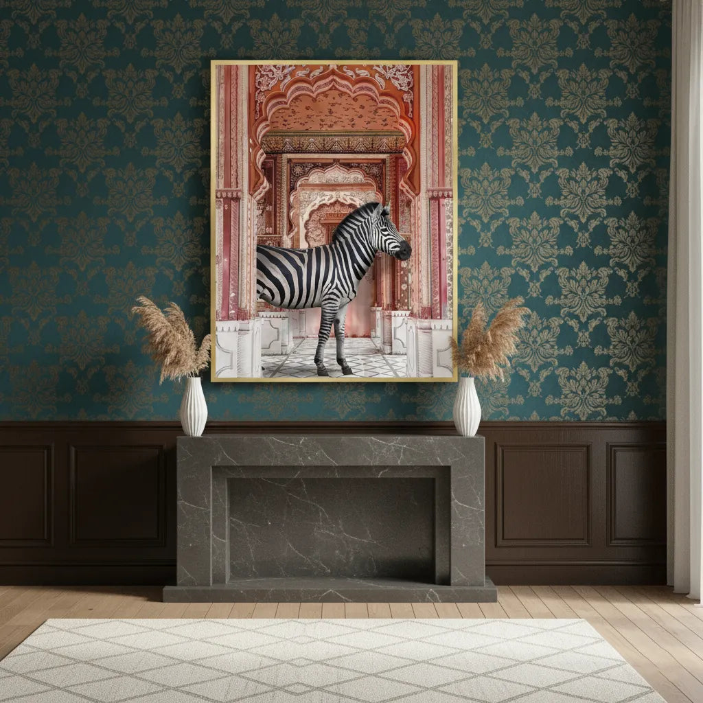 Zebra in an Indian Palace- Fine Art - Jasmineart.ae