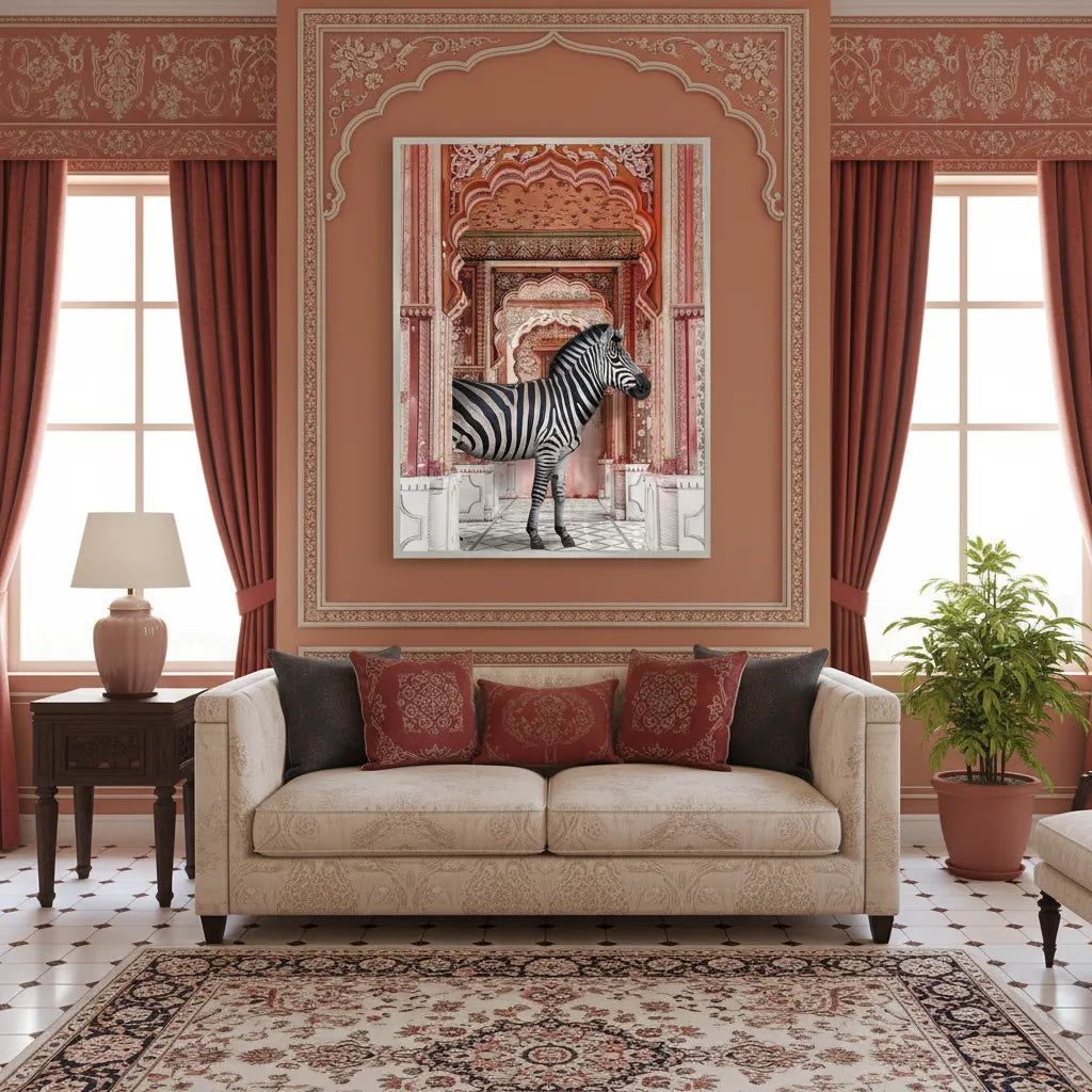 Zebra in an Indian Palace- Fine Art - Jasmineart.ae