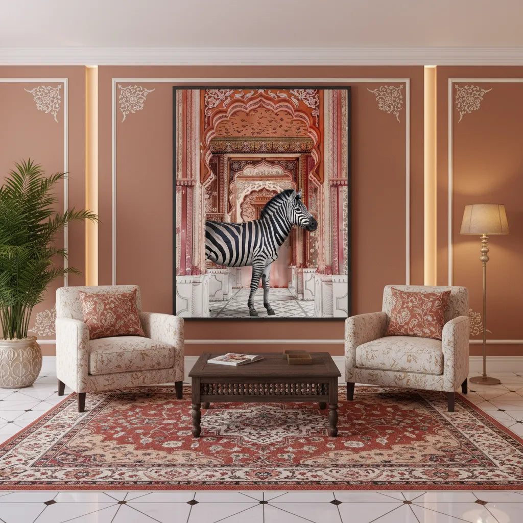 Zebra in an Indian Palace- Fine Art - Jasmineart.ae