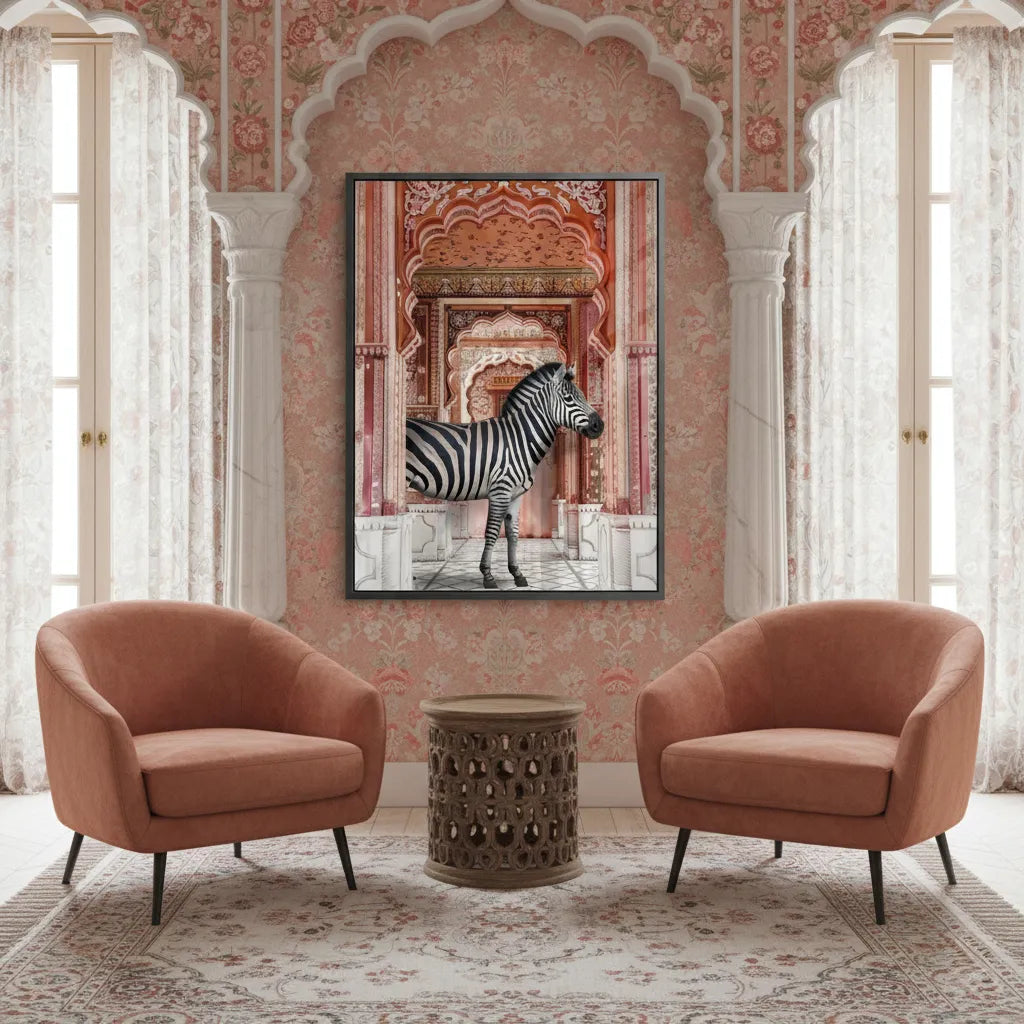 Zebra in an Indian Palace - Acrylic - Jasmineart.ae