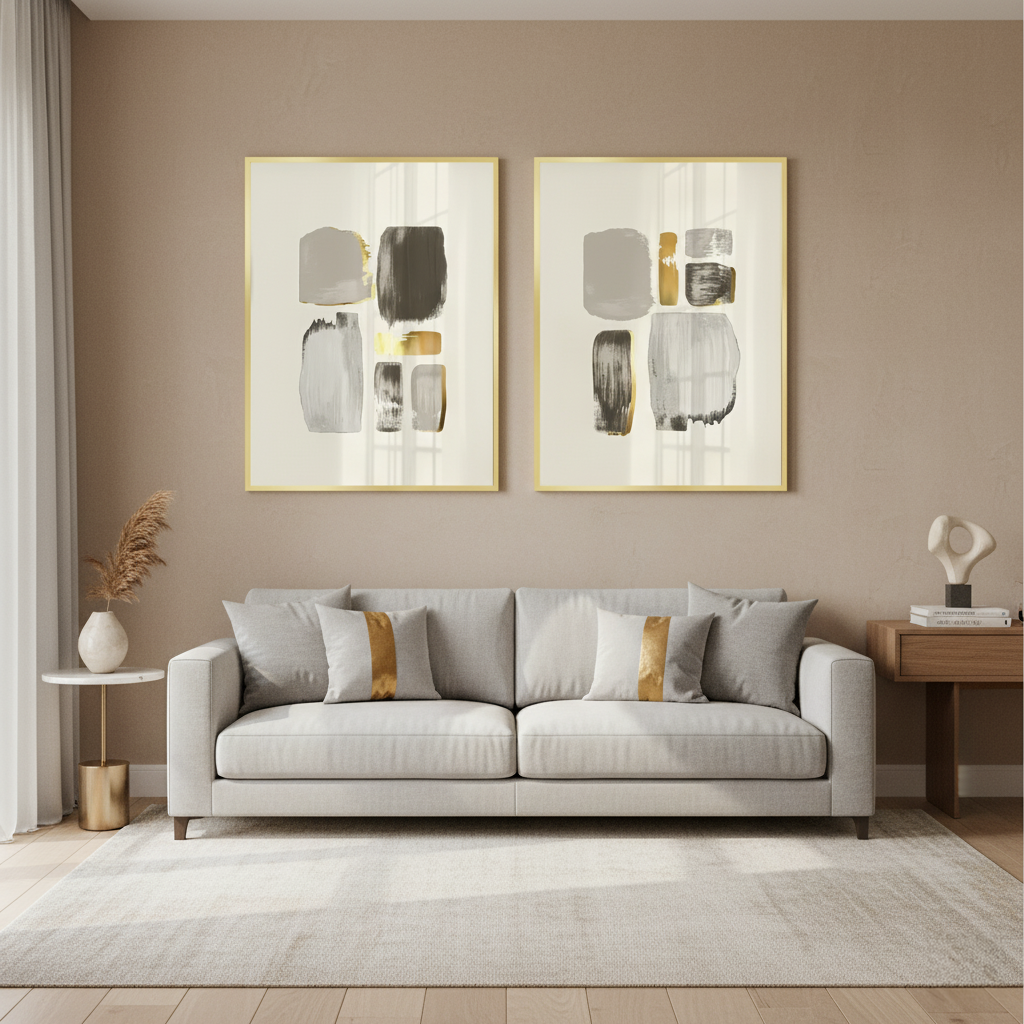 2Abstract Brushstroke Set of 2 - Fine Art