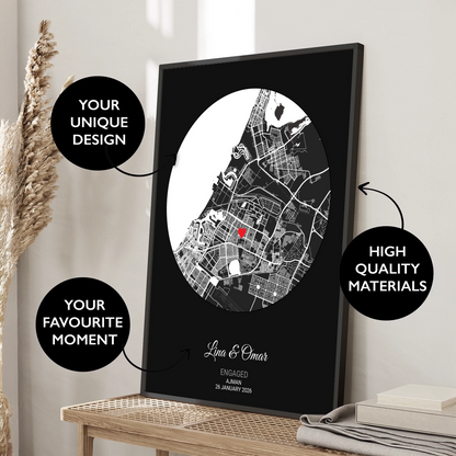 Anniversary Circle Map Print - Charcoal color