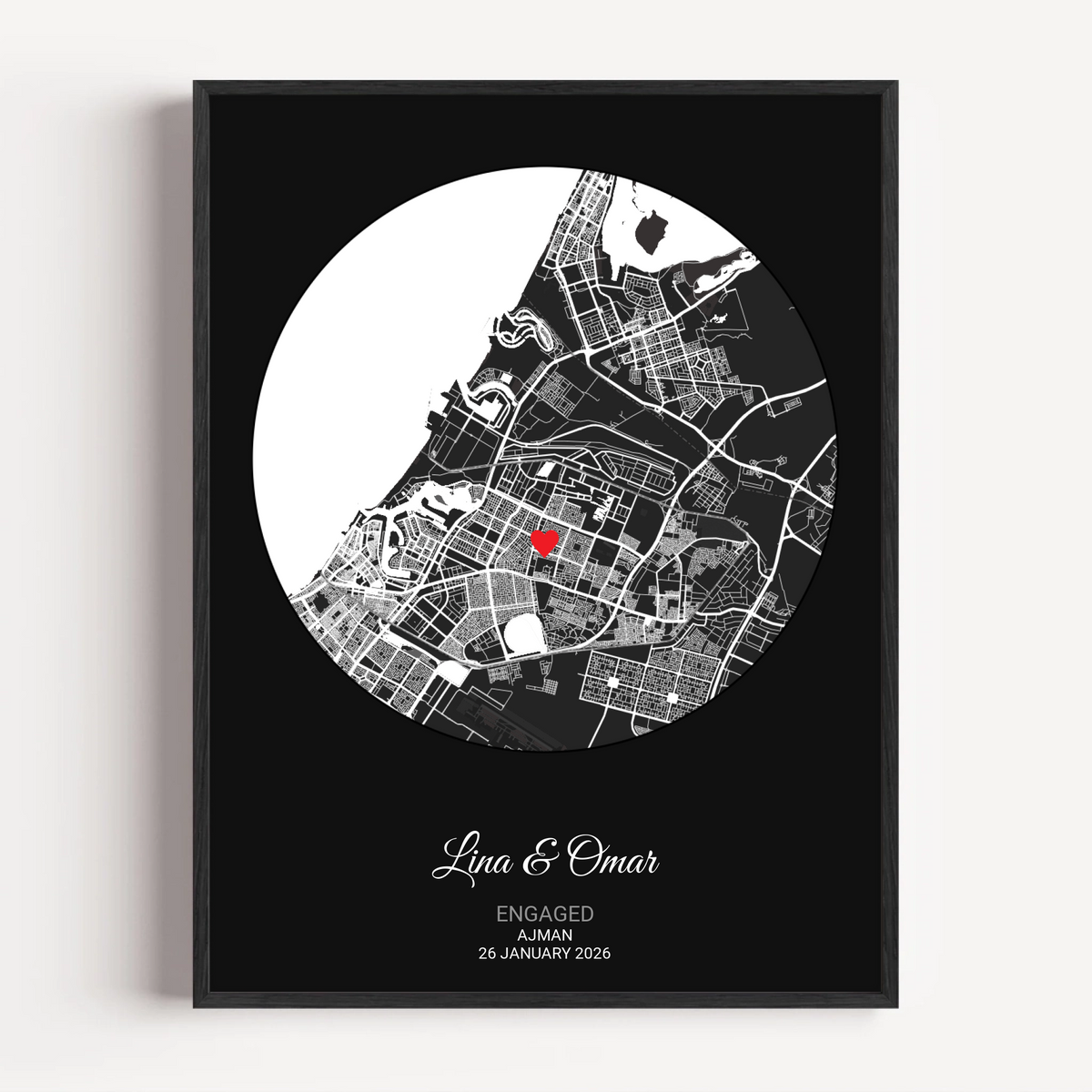 2Anniversary Circle Map Print - Charcoal color
