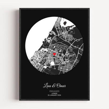 Anniversary Circle Map Print - Charcoal color