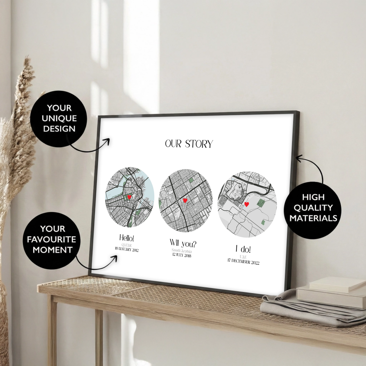 2Anniversary Gift - Hello Will You I Do Map Print
