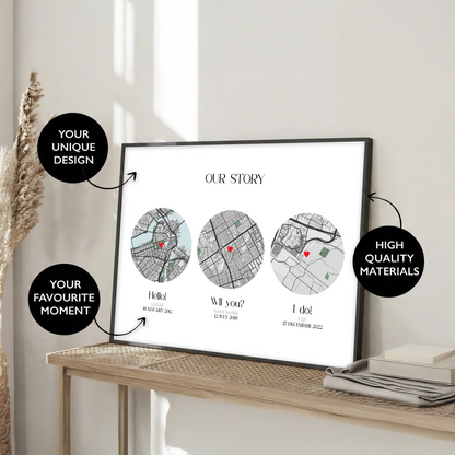 Anniversary Gift - Hello Will You I Do Map Print