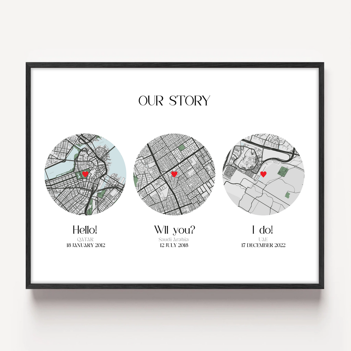2Anniversary Gift - Hello Will You I Do Map Print