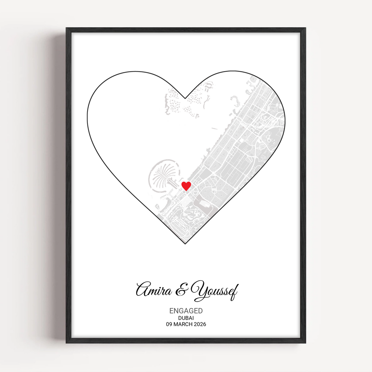 2Anniversary Heart Map Print