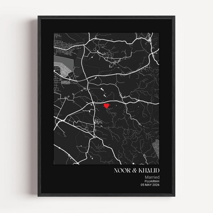 Anniversary Square Map Print - Charcoal color