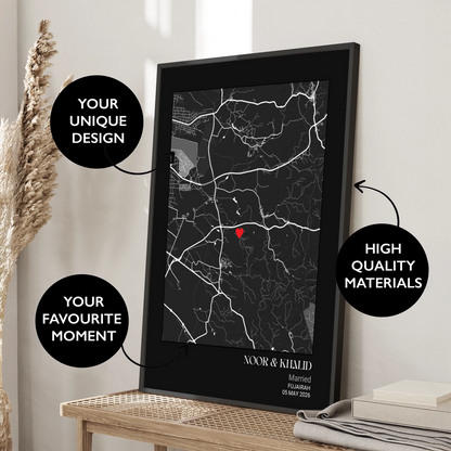 Anniversary Square Map Print - Charcoal color