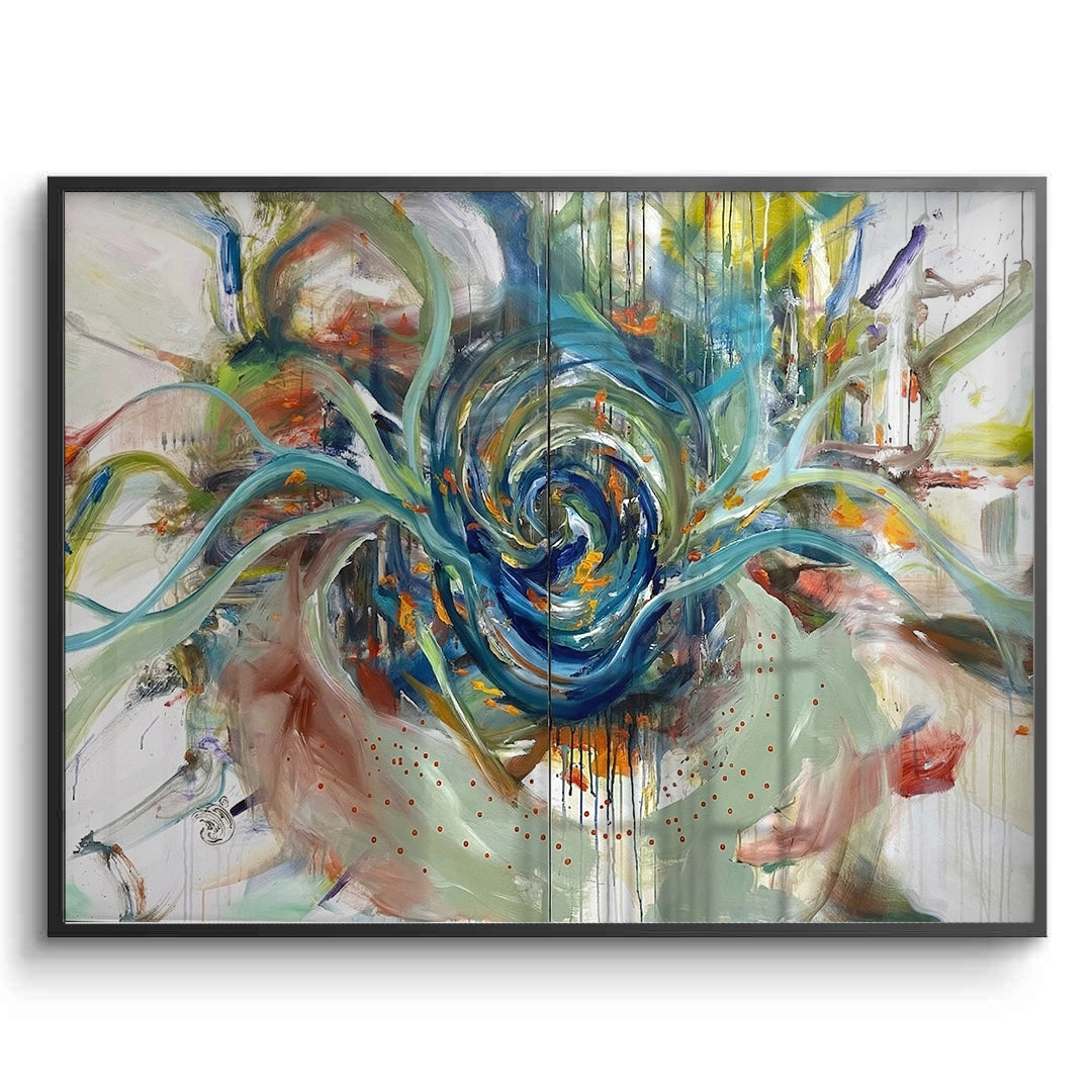 2Teal Motion Abstract - Fine Art