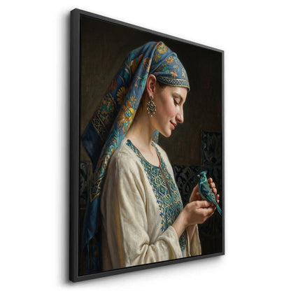 Woman with Azure Bird - Canvas