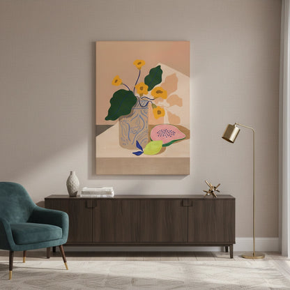 blue patterned vase - Canvas