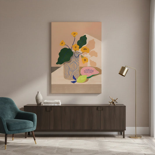 blue patterned vase - Canvas