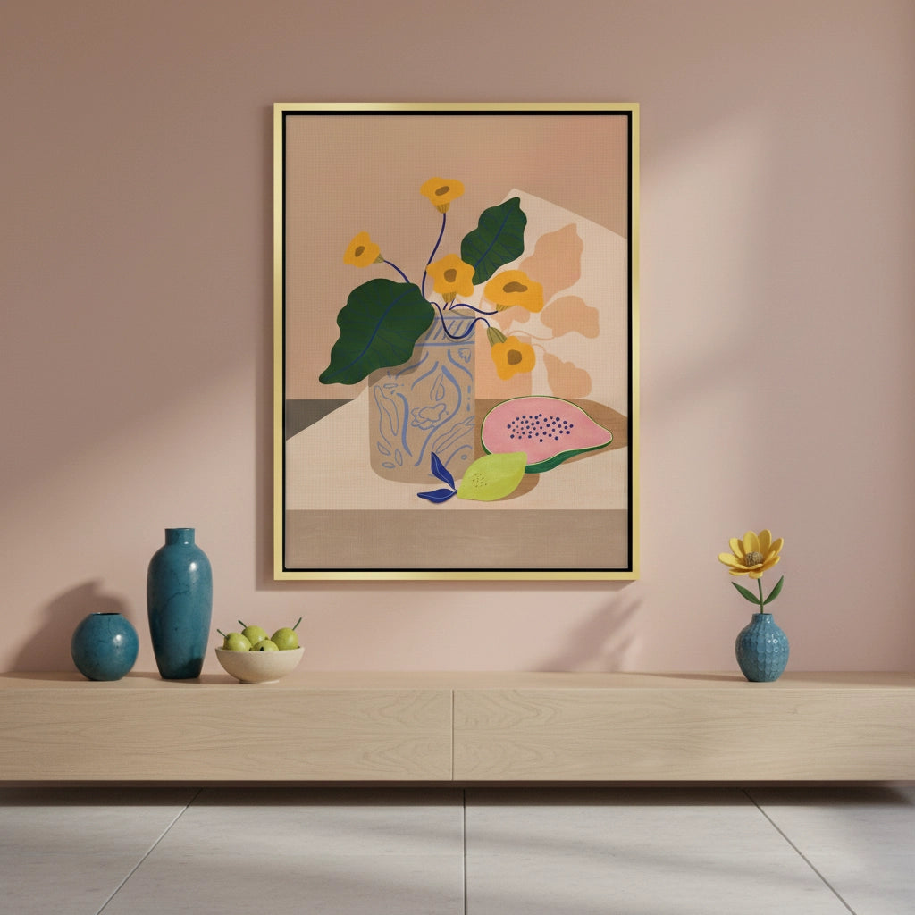 blue patterned vase - Canvas