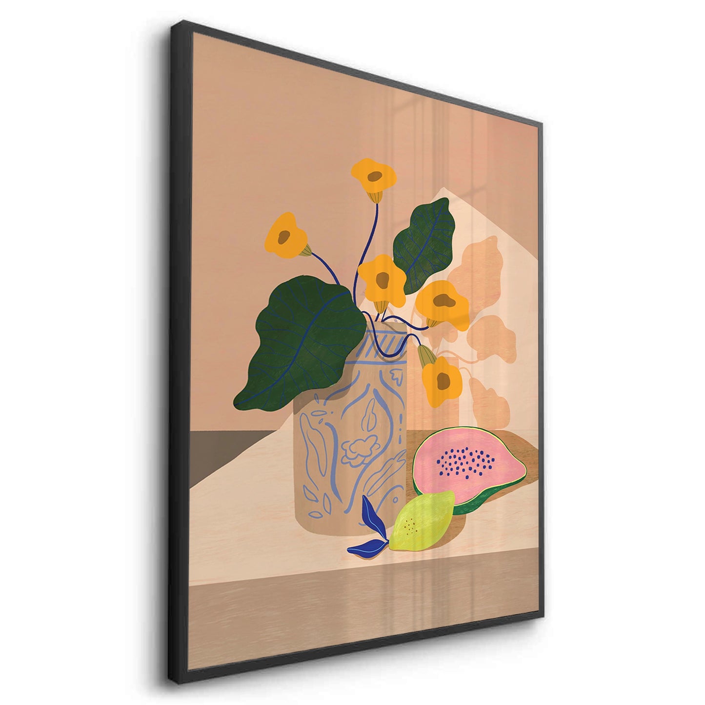 2blue patterned vase - Fine Art