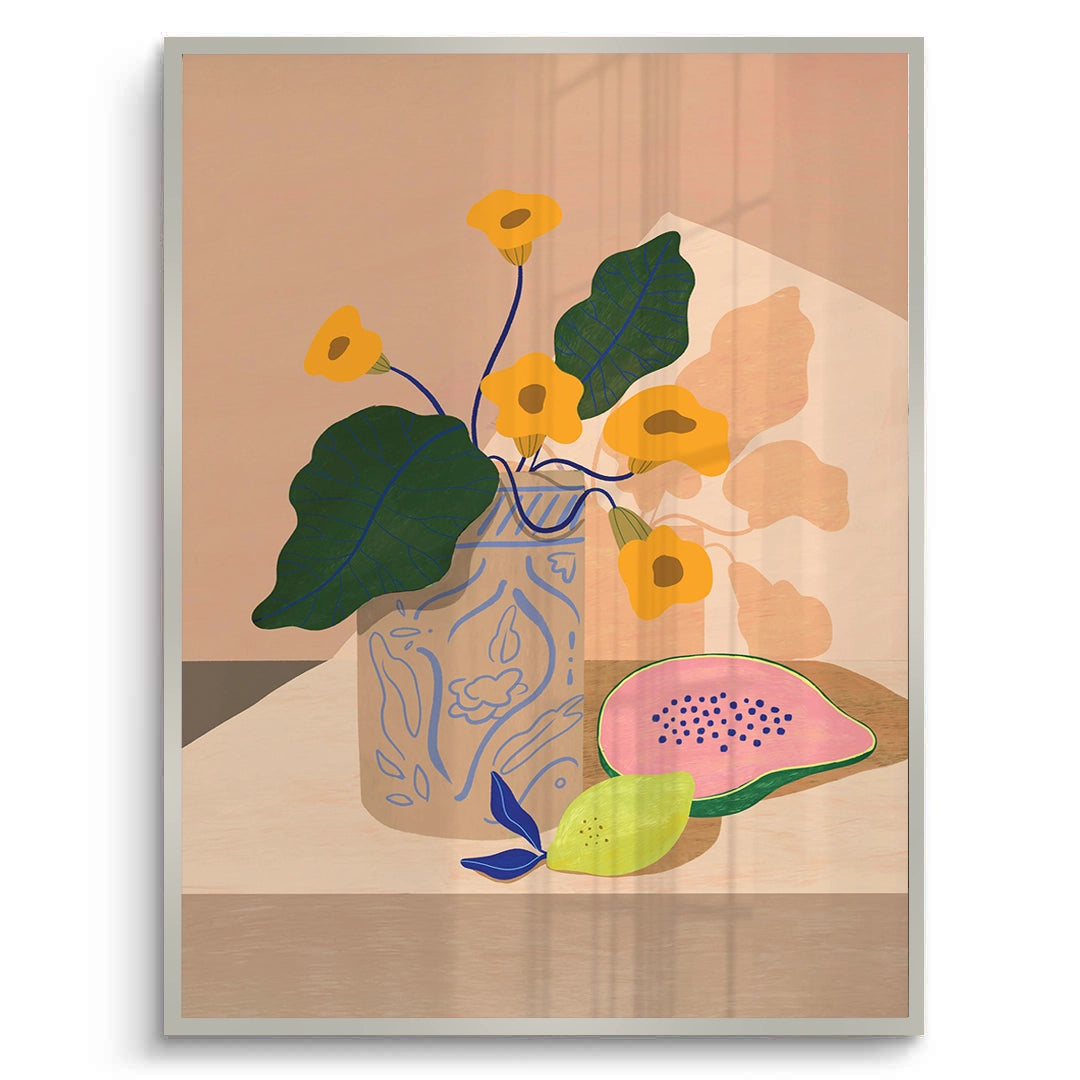 2blue patterned vase - Fine Art