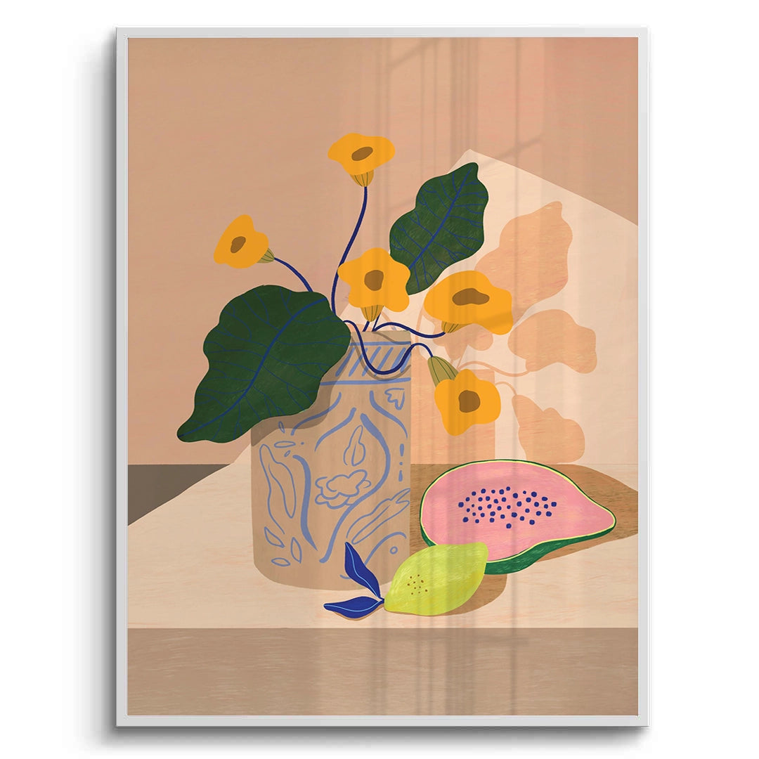 2blue patterned vase - Fine Art