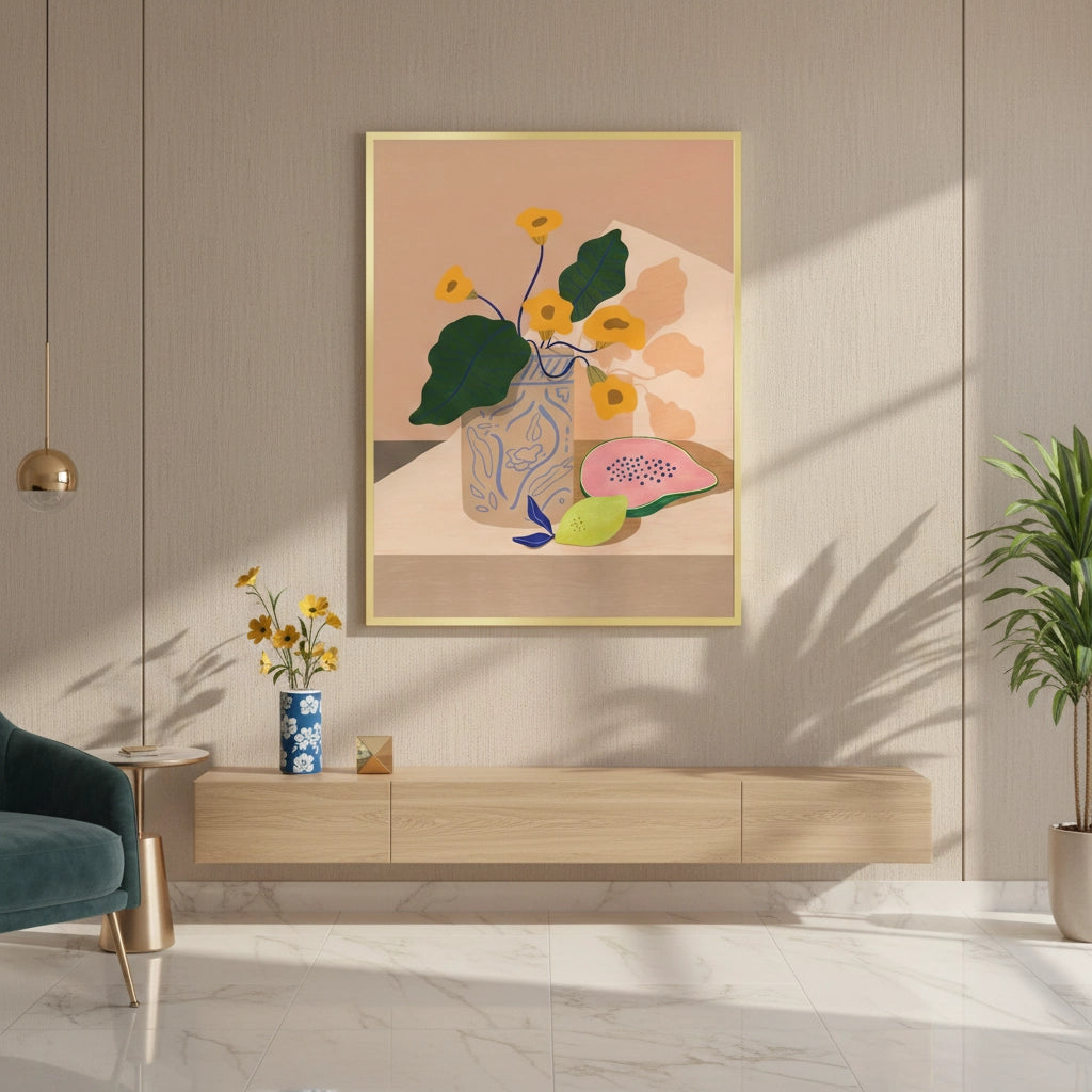 2blue patterned vase - Fine Art