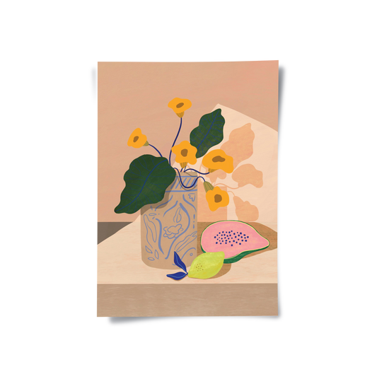 blue patterned vase - Poster