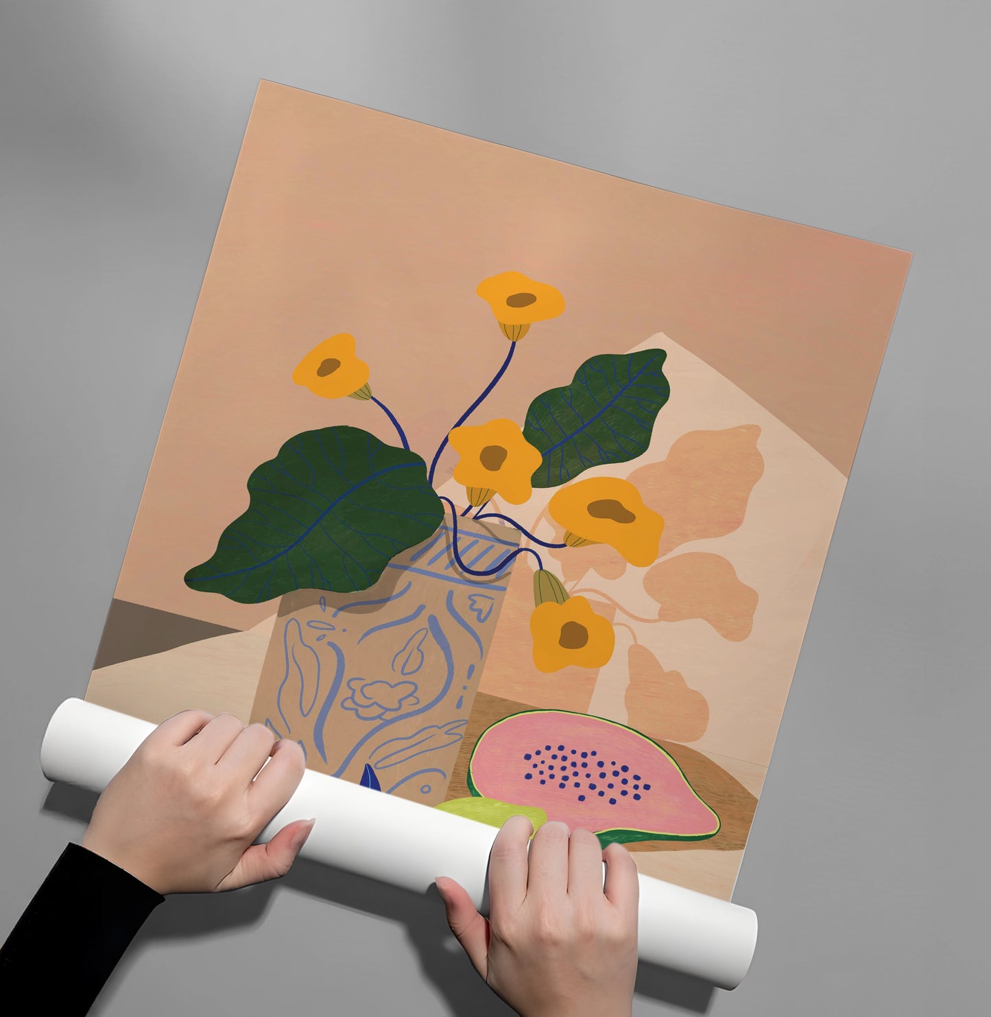 2blue patterned vase - Poster