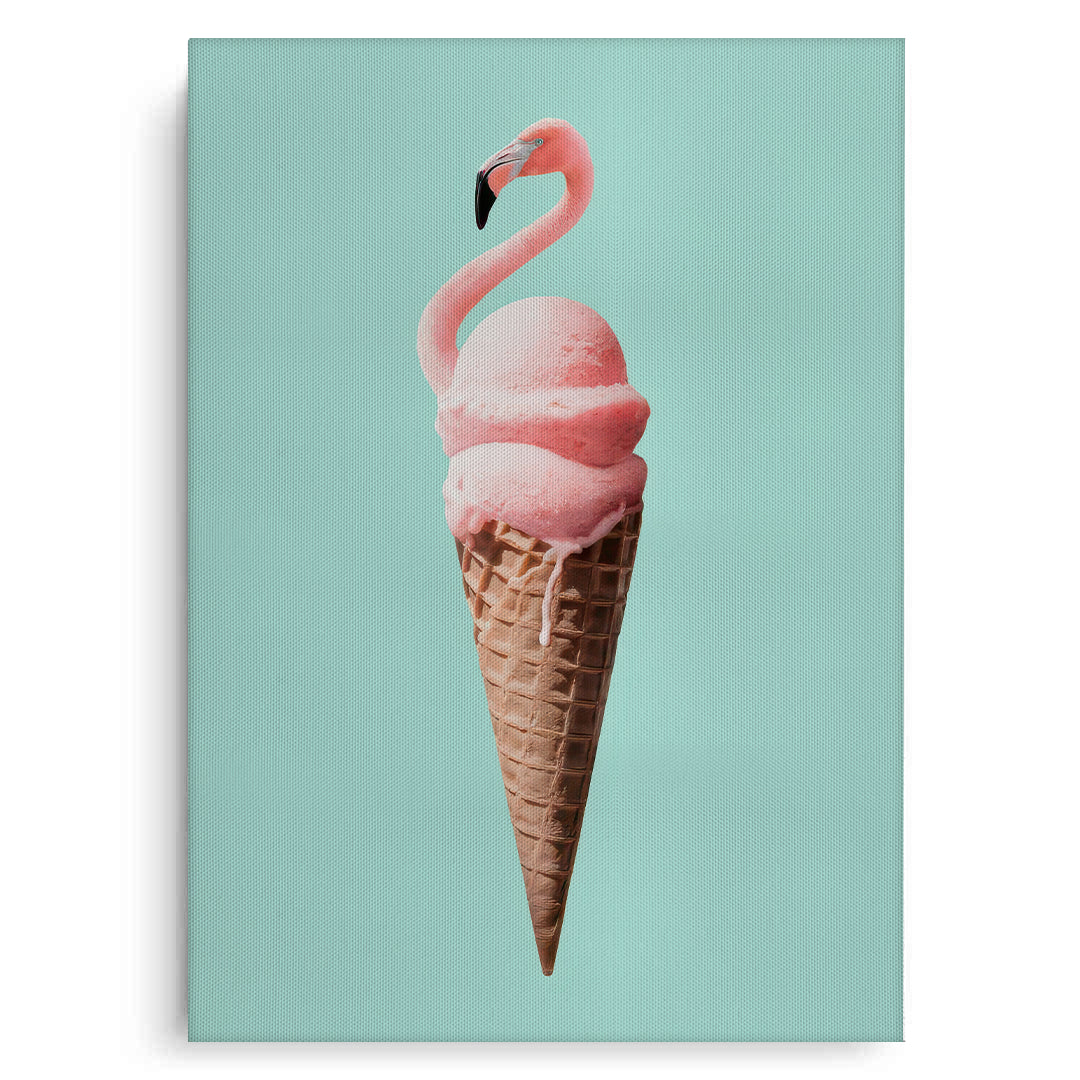 2Flamingo Ice Cream Cone - Canvas