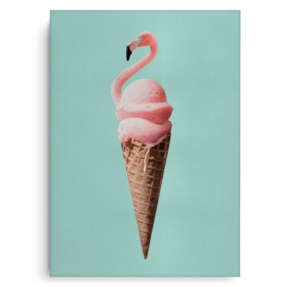 Flamingo Ice Cream Cone - Canvas