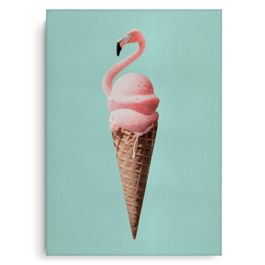Flamingo Ice Cream Cone - Canvas