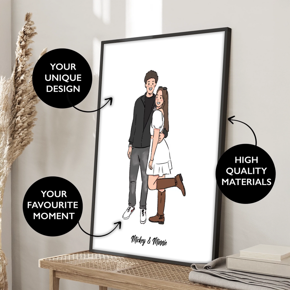2Custom Hand-drawn Couple Portrait
