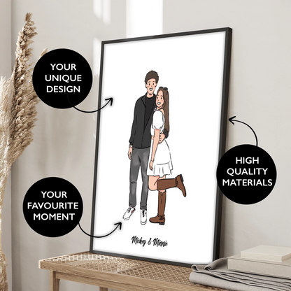 Custom Hand-drawn Couple Portrait