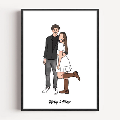 Custom Hand-drawn Couple Portrait