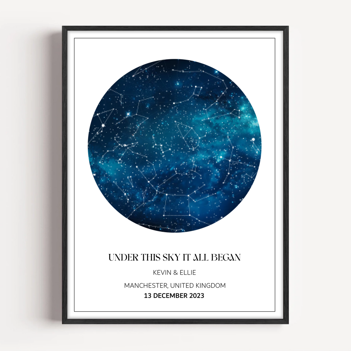 Custom Star Map Print, Night We Met Anniversary Gift Dark Blue