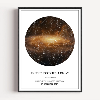 Custom Star Map Print, Night We Met Anniversary Gift Warm