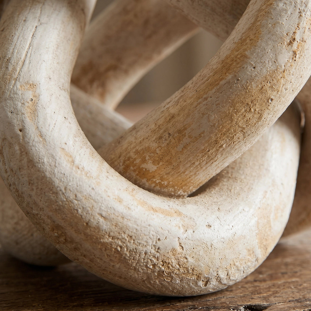 Unity Knot whitewashed wood sculpture, 30 cm (2)