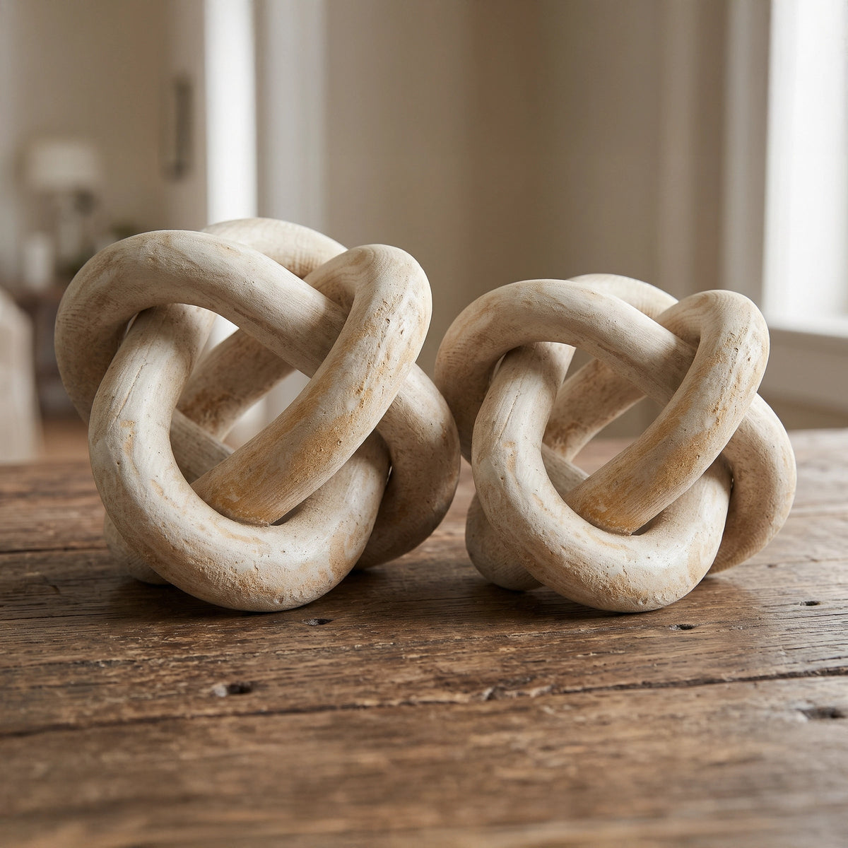 Unity Knot whitewashed wood sculpture, 30 cm (3)