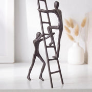 Rise Together Clay Ladder Sculpture – abstract figures, bronze tone (1)