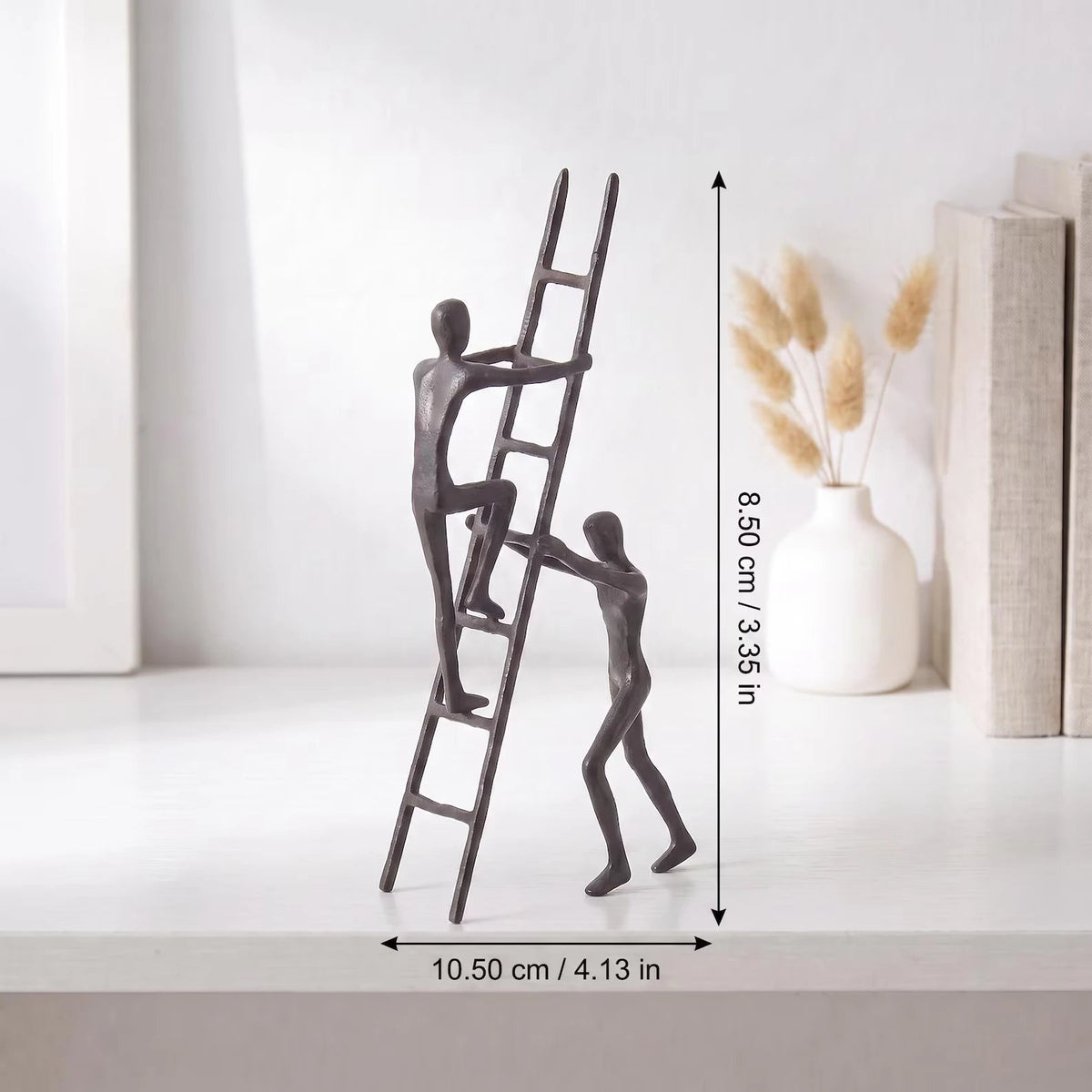 Rise Together Clay Ladder Sculpture – abstract figures, bronze tone (2)